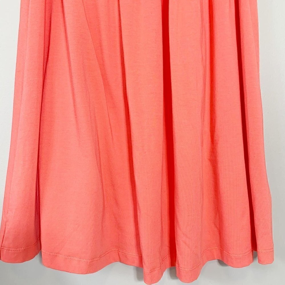 Lands' End Women Coral Pima Cotton Modal Surplice Ruched Sleeveless Dress Size S - Picture 3 of 10